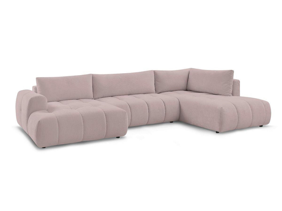 WOHNLANDSCHAFT  FUJI  Pink Leinenoptik  - Pink/Schwarz, MODERN, Kunststoff/Textil (160/377/204cm)