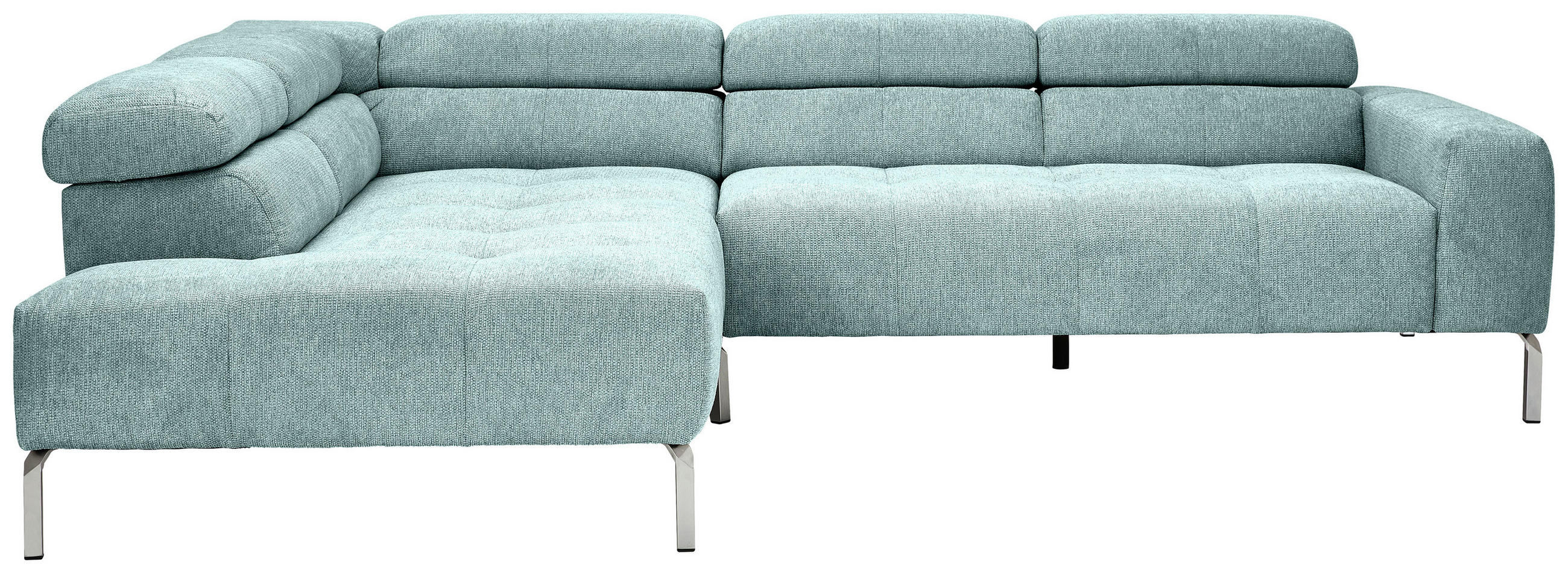 ECKSOFA Salbeigrün Flachgewebe  - Chromfarben/Salbeigrün, KONVENTIONELL, Textil/Metall (224/282cm) - Hom`in