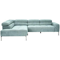 ECKSOFA Salbeigrün Flachgewebe  - Chromfarben/Salbeigrün, KONVENTIONELL, Textil/Metall (224/282cm) - Hom`in