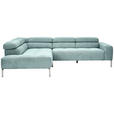 ECKSOFA  in Flachgewebe Salbeigrün  224/282 cm  - Chromfarben/Salbeigrün, KONVENTIONELL, Textil/Metall (224/282cm) - Hom`in