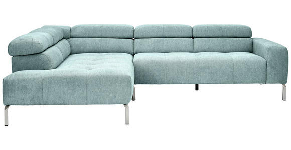 ECKSOFA  in Flachgewebe Salbeigrün  224/282 cm  - Chromfarben/Salbeigrün, KONVENTIONELL, Textil/Metall (224/282cm) - Hom`in