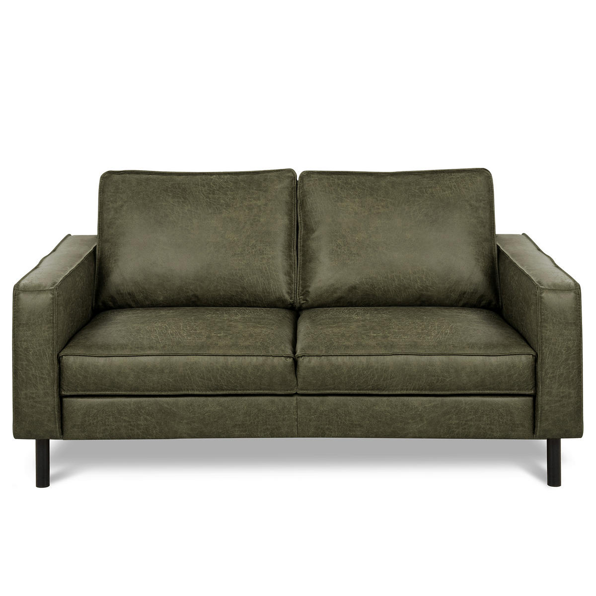 2-SITZER-SOFA Grün Echtleder Lederlook  - Grün, Design, Leder/Textil (148/85/92cm) - Livetastic