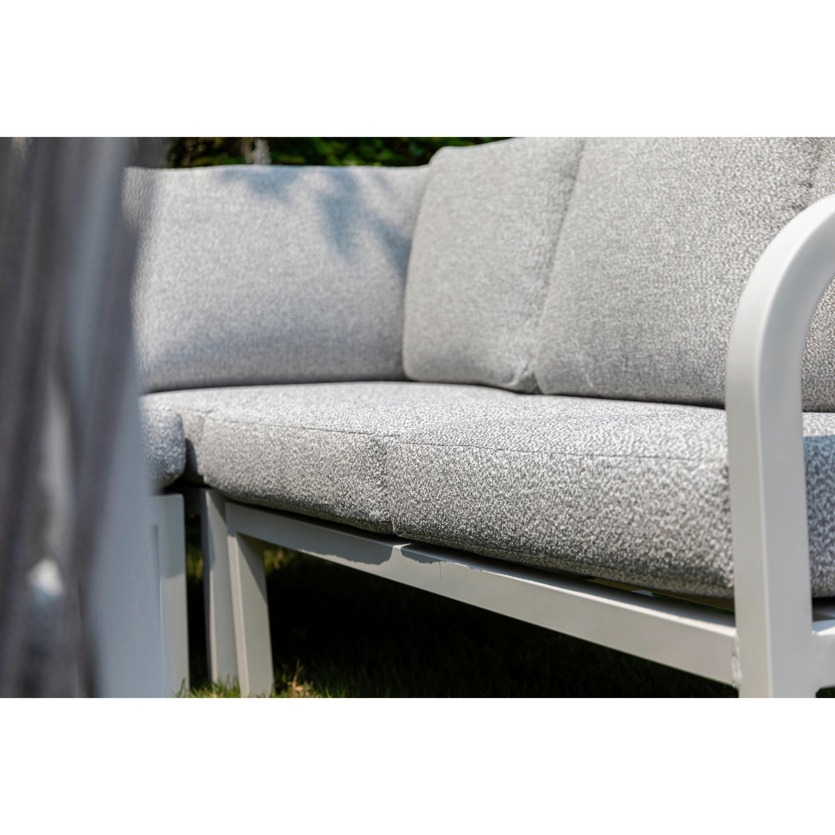 DINING-LOUNGESET  - Weiß/Grau, MODERN, Glas/Textil - Gardenson