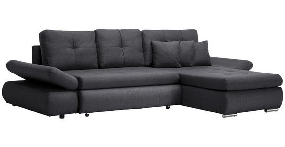 ECKSOFA in Webstoff Dunkelgrau  - Chromfarben/Dunkelgrau, Design, Kunststoff/Textil (302/187cm) - Carryhome