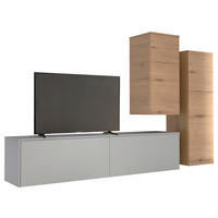 WOHNWAND 3-teilig  in Eichefarben, Hellgrau, Hellbraun  234/174/37 cm  - Hellbraun/Eichefarben, Design, Holzwerkstoff (234/174/37cm) - Celina Home