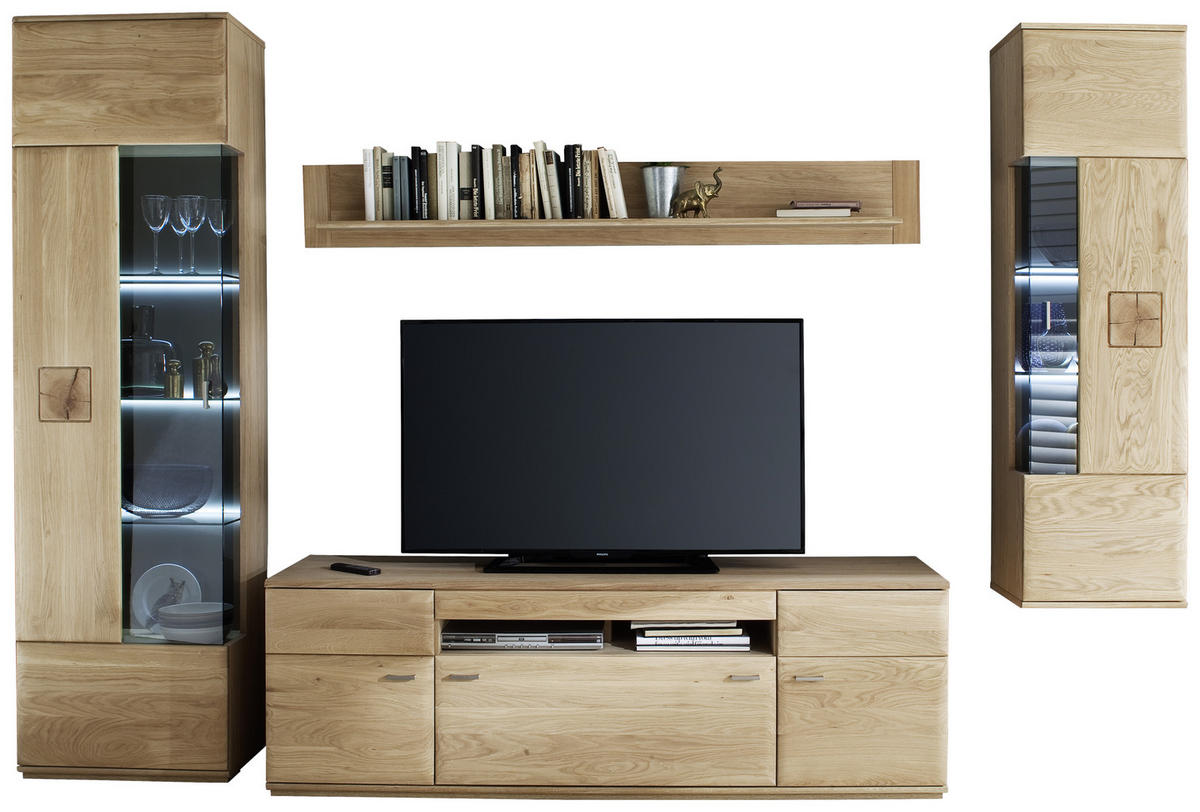 HÄNGEVITRINE in Eichefarben   - Eichefarben/Nickelfarben, Design, Glas/Holz (45/157/38cm) - Livetastic