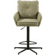 BARHOCKER Leinenoptik Grün, Schwarz Eisen Stoffauswahl, Sitzfläche 360° drehbar  - Taupe/Schwarz, Design, Textil/Metall (58/103-123/61cm) - Novel