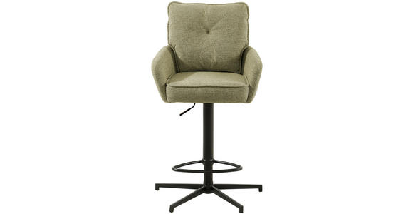 BARHOCKER Leinenoptik Grün, Schwarz Eisen Stoffauswahl, Sitzfläche 360° drehbar - Taupe/Schwarz, Design, Textil/Metall (58/103-123/61cm) - Novel