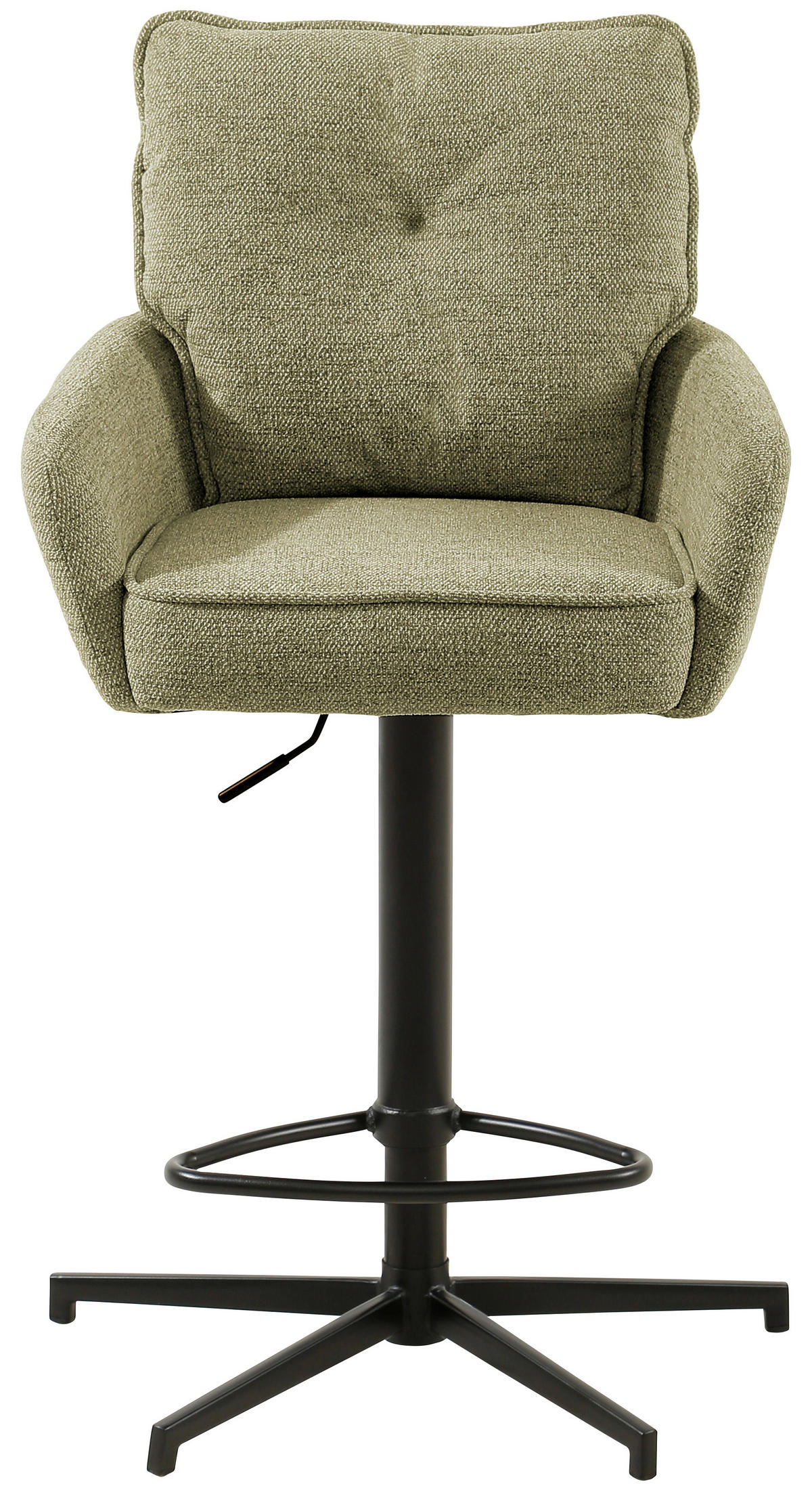 BARHOCKER Leinenoptik Grün, Schwarz Eisen Stoffauswahl, Sitzfläche 360° drehbar  - Taupe/Schwarz, Design, Textil/Metall (58/103-123/61cm) - Novel