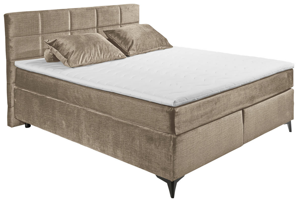 BOXSPRINGBETT 180/200 cm  in Sandfarben  - Sandfarben/Schwarz, Design, Holzwerkstoff/Kunststoff (180/200cm) - Xora