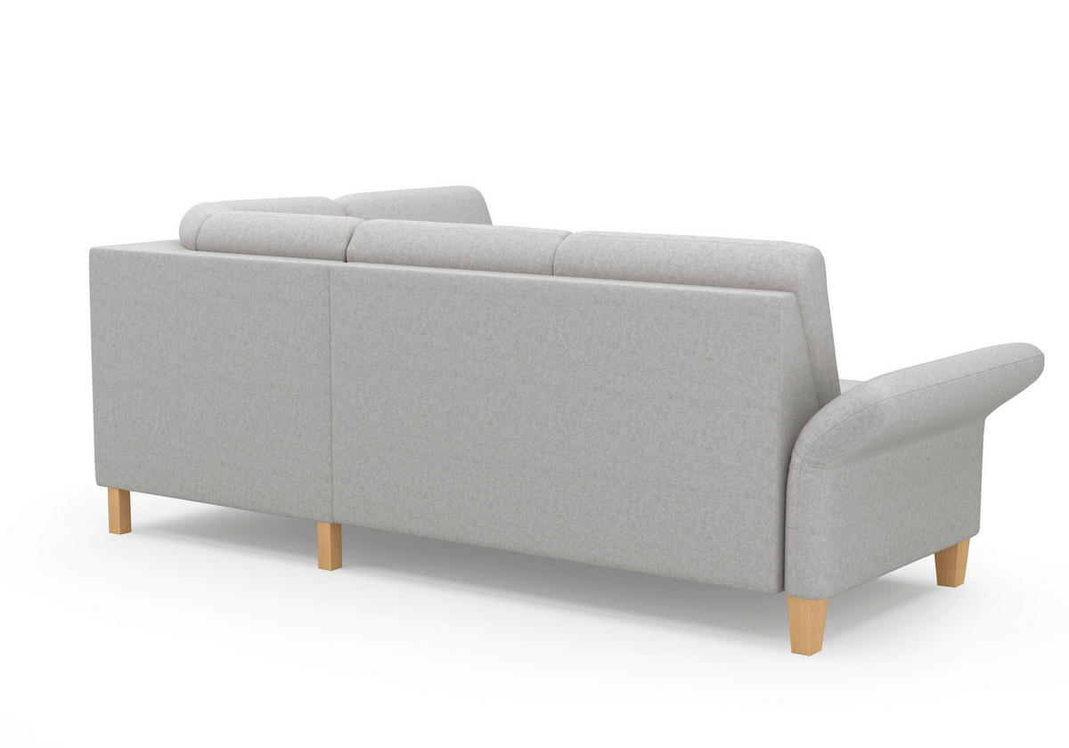 ECKSOFA ROCHELLE E Hellgrau Flachgewebe  - Eichefarben/Hellgrau, KONVENTIONELL, Holz/Textil (240/216cm) - Sit & More