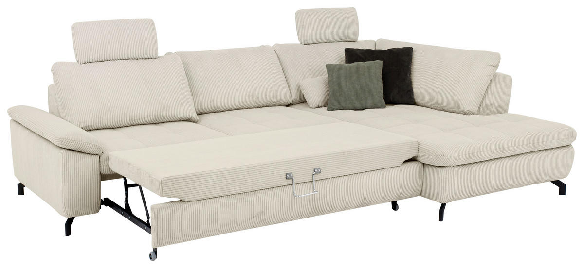 HÖRNSOFFA i manchester, velour cremefärgad, naturfärgad  - svart/cremefärgad, Design, metall/textil (291/197cm) - Beldomo Style