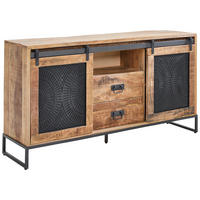 SIDEBOARD  160/85/40 cm 2 Schublade(n)  - Schwarz/Naturfarben, LIFESTYLE, Holz/Metall (160/85/40cm) - Landscape