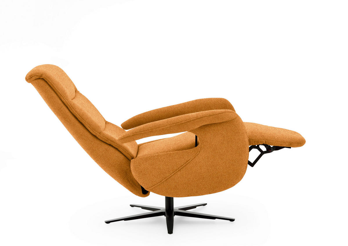 RELAXSESSEL in Textil Orange  - Schwarz/Orange, Design, Textil/Metall (71/112/83cm) - Beldomo Style