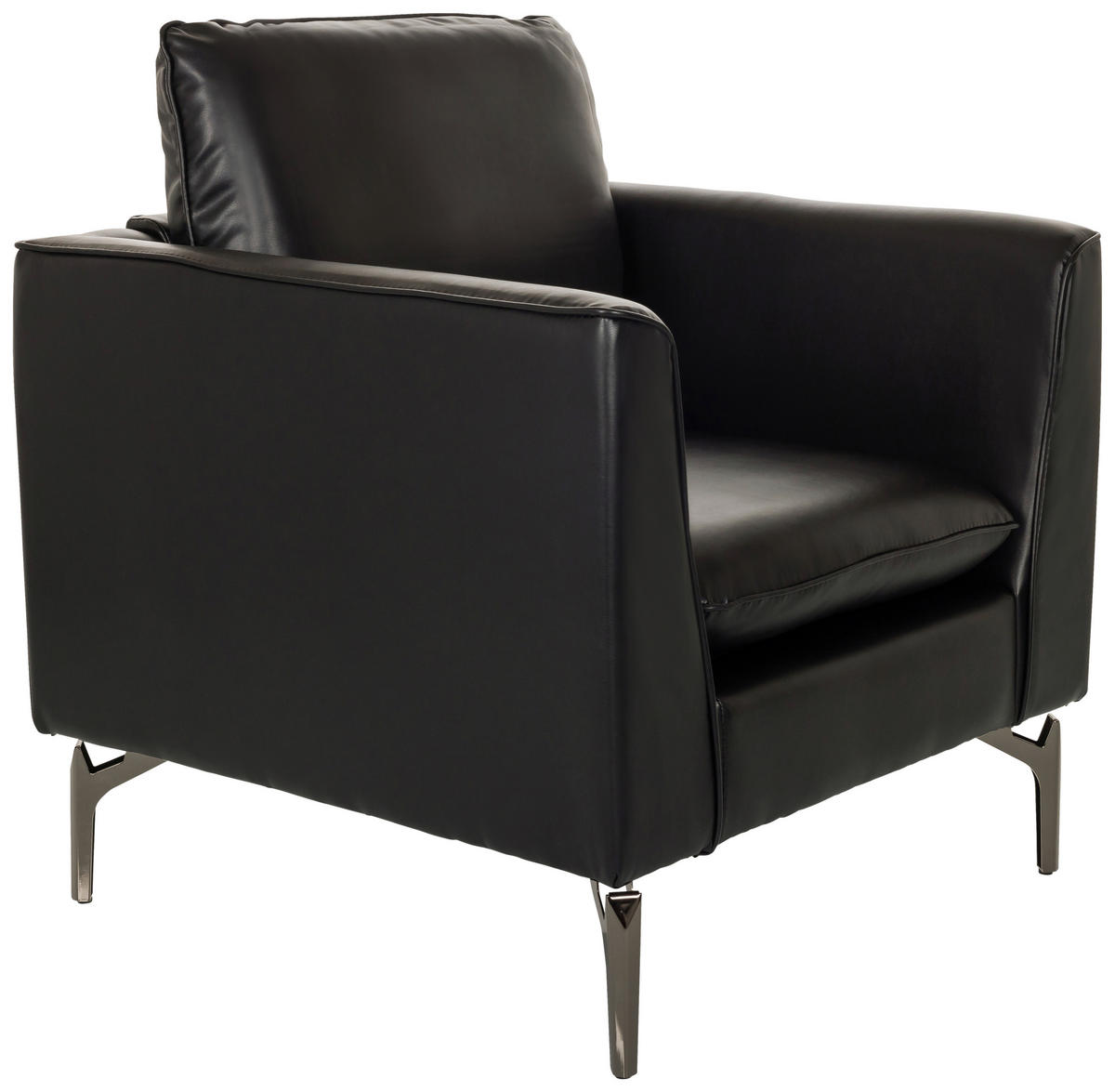 SESSEL in Lederlook Schwarz  - Schwarz, MODERN, Leder/Metall (75/65/73cm) - MID.YOU