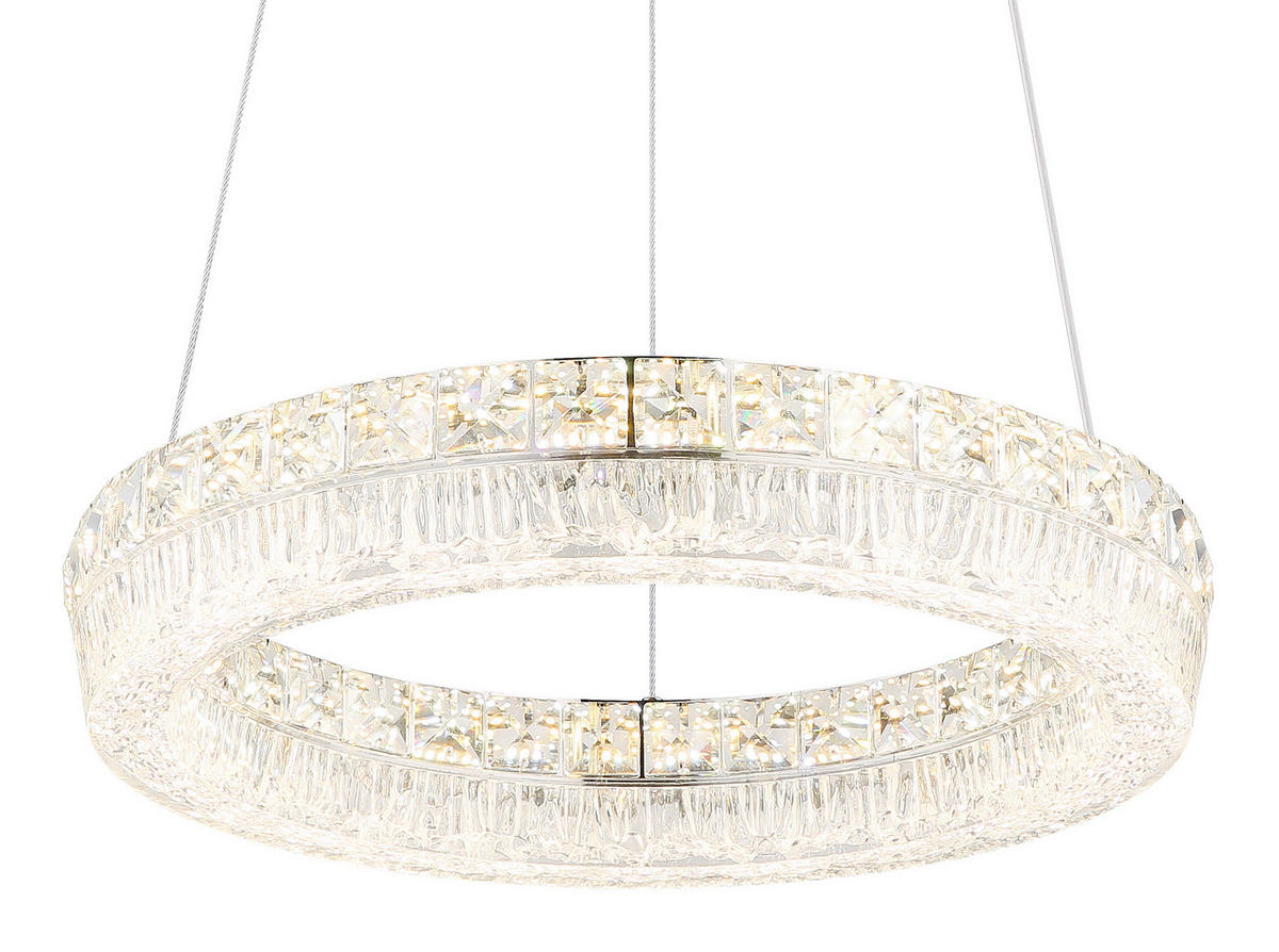 LED-HÄNGELEUCHTE 40/120 cm  - Klar/Chromfarben, KONVENTIONELL, Glas/Kunststoff (40/120cm) - Globo