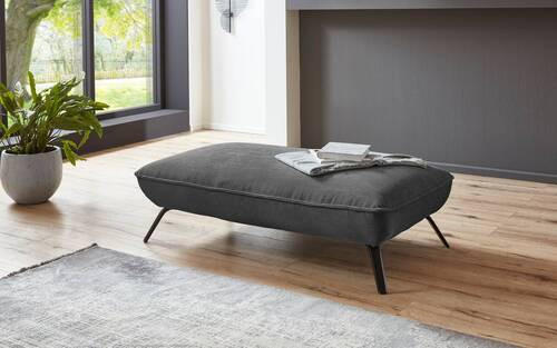 HOCKER in Textil Anthrazit - Anthrazit/Schwarz, Design, Textil/Metall (142/43/80cm) - Moderano