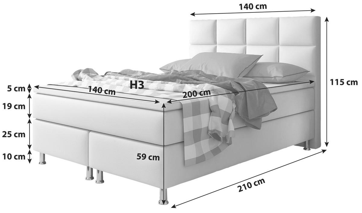 Boxspringbett mit Topper  in Cappuccino  - Silberfarben/Cappuccino, KONVENTIONELL, Leder/Textil (140/115/210cm) - MID.YOU