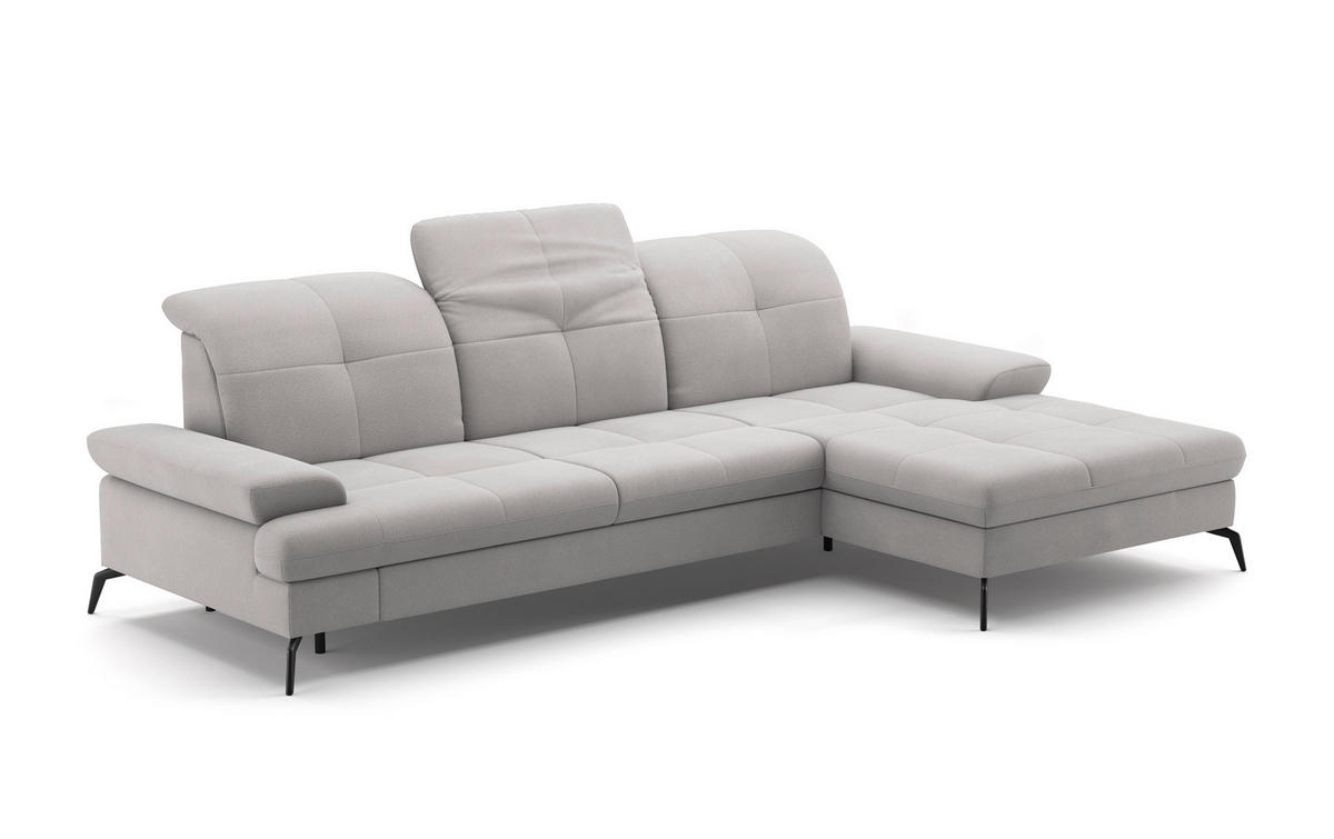 CANAPÉ D'ANGLE in Flachgewebe Silberfarben  - Silberfarben/Schwarz, Konventionell, Textil/Metall (279/185cm) - Sit & More