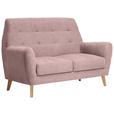 2-SITZER-SOFA  in Webstoff Rosa  - Eichefarben/Rosa, Design, Holz/Textil (160/105/84cm) - Carryhome