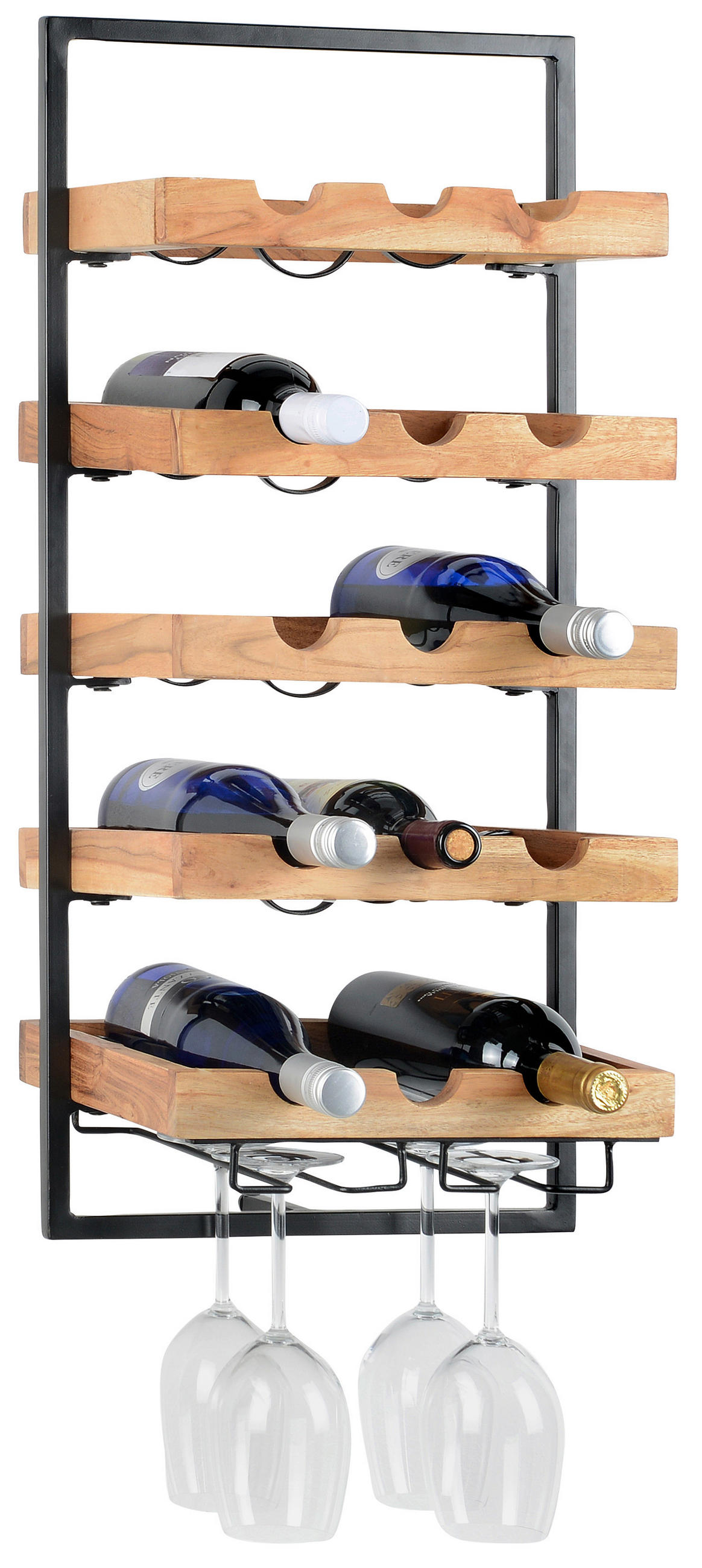 REGAL ZA VINO crna, boje bagrema  drvo, metal   - boje bagrema/crna, Trend, drvo/metal (35/75/25cm) - Landscape