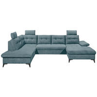 WOHNLANDSCHAFT in Webstoff Blau  - Blau/Schwarz, Konventionell, Kunststoff/Textil (218/324/170cm) - MID.YOU