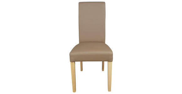 STUHL Lederlook Taupe - Taupe/Naturfarben, LIFESTYLE, Holz/Textil (42/95/57cm) - Carryhome