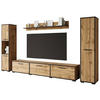 WOHNWAND Bogota 4-teilig  in Eiche Wotan  240/130/31 cm  - Eiche Wotan/Schwarz, Basics, Holzwerkstoff/Kunststoff (240/130/31cm) - MID.YOU