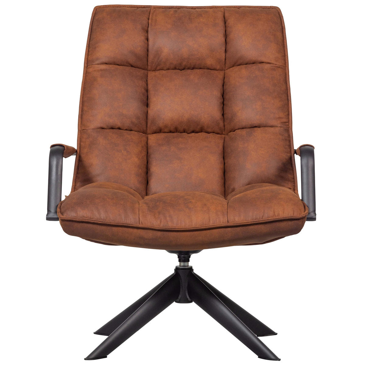 SESSEL in Lederlook Cognac  - Cognac/Schwarz, Design, Textil/Metall (77/97/69cm) - Livetastic