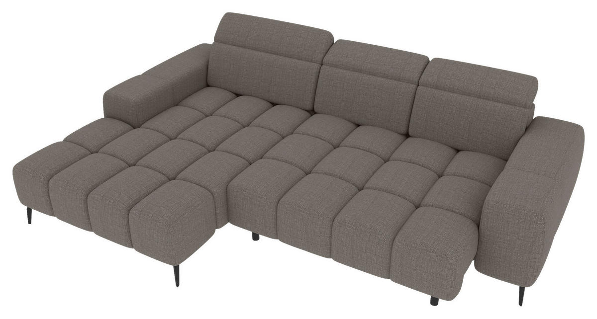 ECKSOFA Taupe Flachgewebe Rücken echt, Kopfteilverstellung, Sitztiefenverstellung  - Taupe/Schwarz, KONVENTIONELL, Kunststoff/Textil (171/273cm) - Carryhome