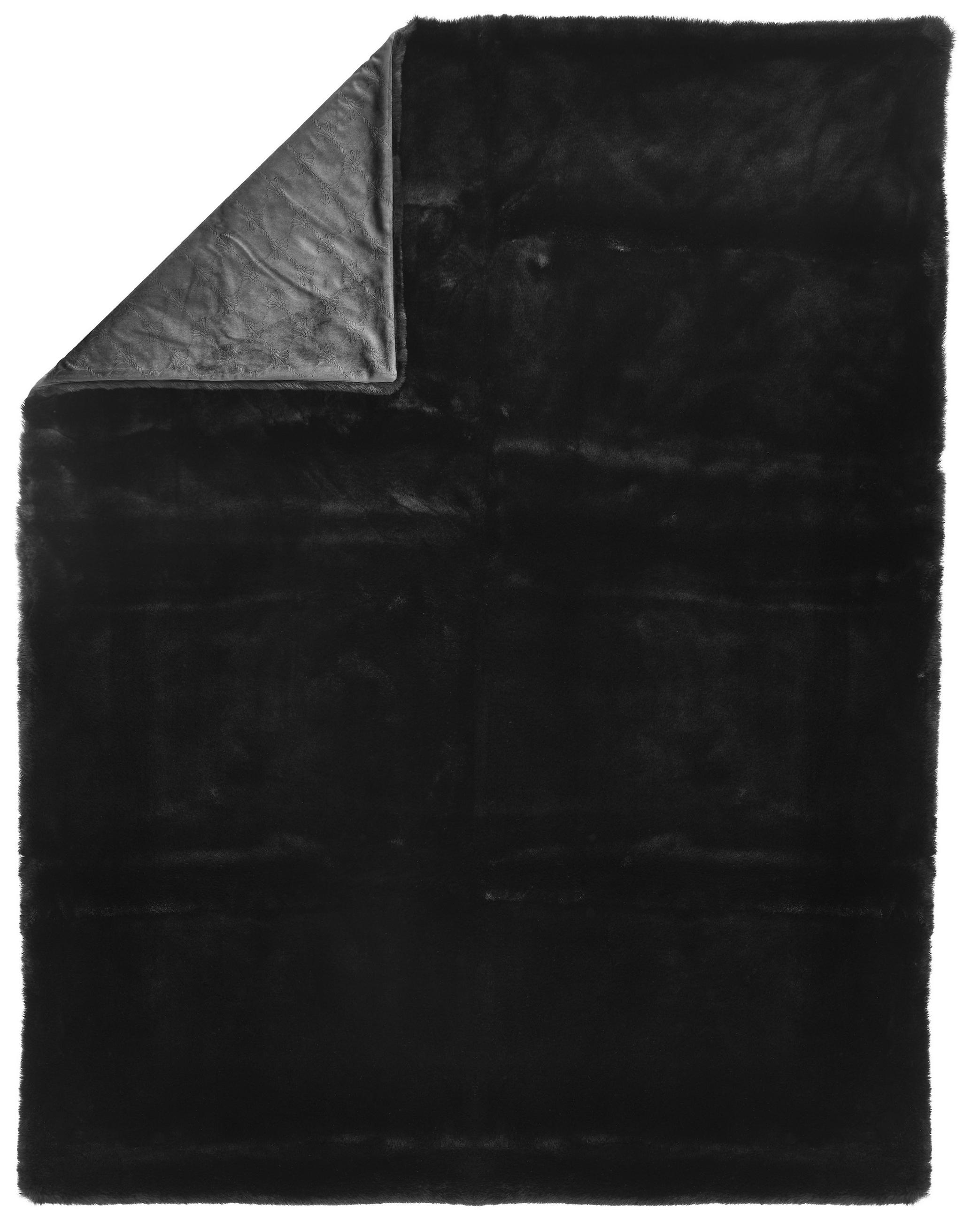 KOŽEŠINOVÁ DEKA, polyester, 130/170 cm - černá, Basics, textil (130/170cm) - Joop!