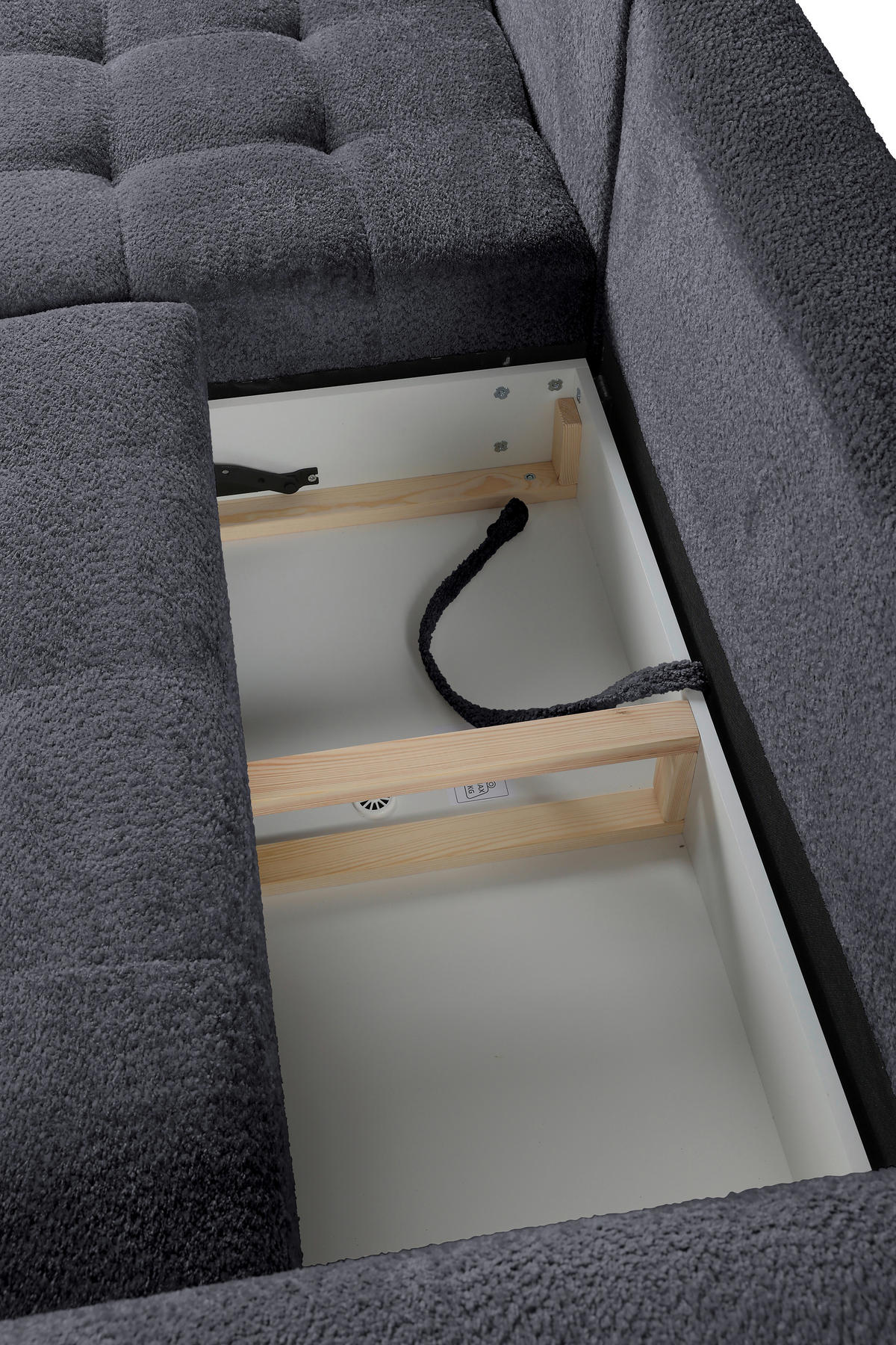ECKSOFA in Chenille Graphitfarben  - Schwarz/Graphitfarben, Konventionell, Holz/Textil (180/266cm) - MID.YOU