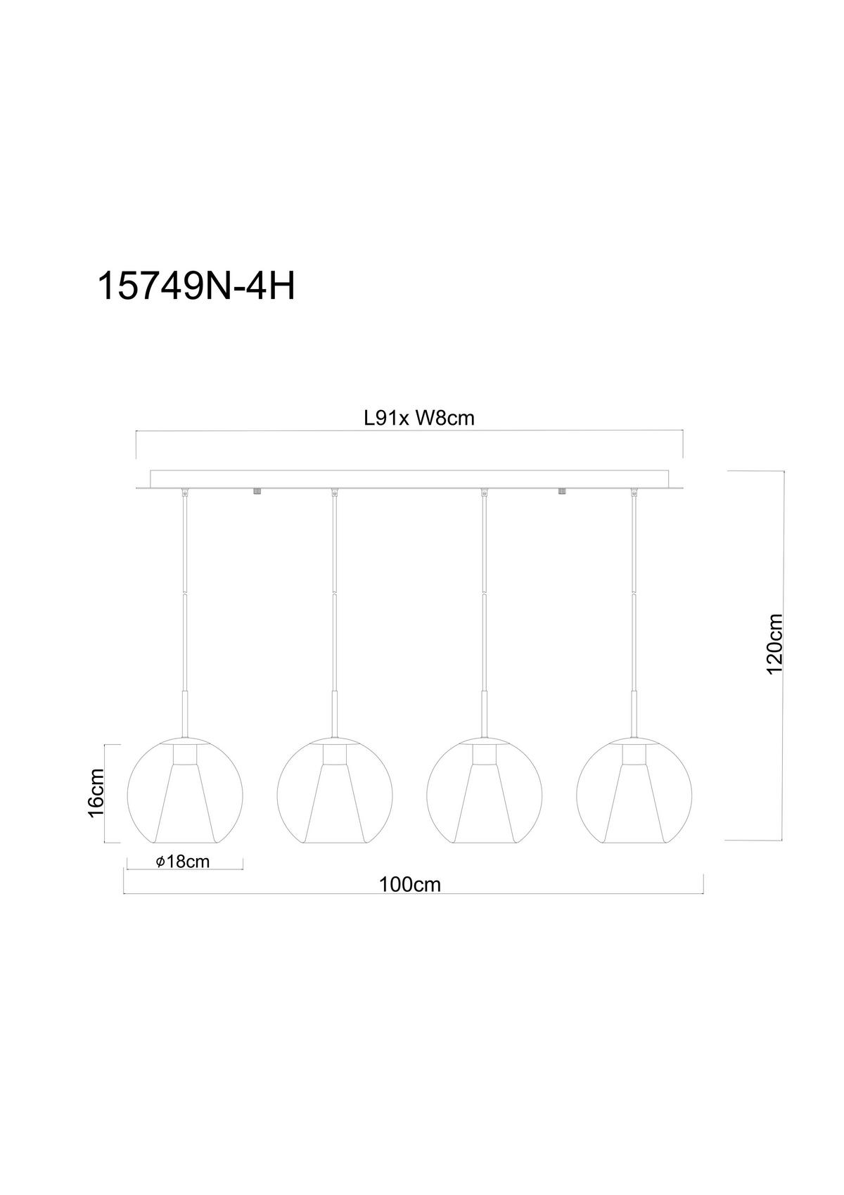HÄNGLAMPA BARRY 100/18/120 cm  - klar/vit, Basics, metall/glas (100/18/120cm) - Globo