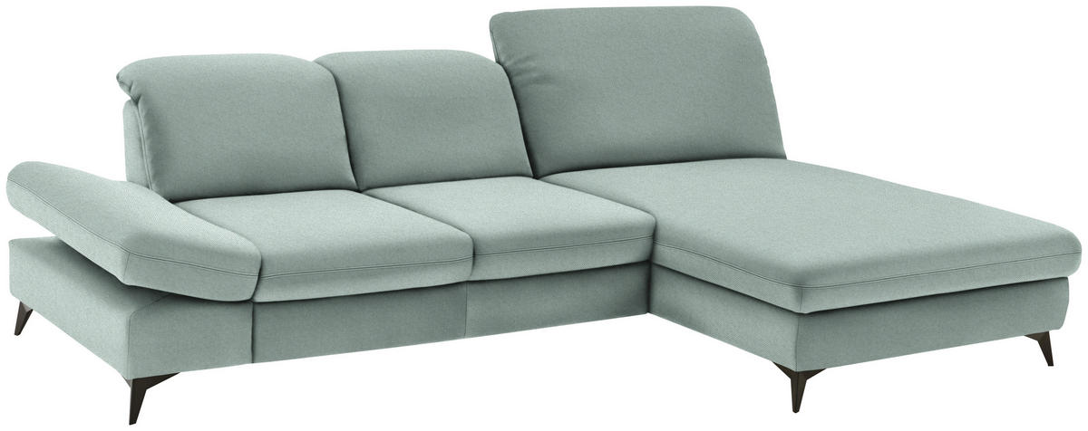 ECKSOFA  in Chenille Mintgrün  288/198 cm  - Schwarz/Mintgrün, Design, Textil/Metall (288/198cm) - Beldomo Style