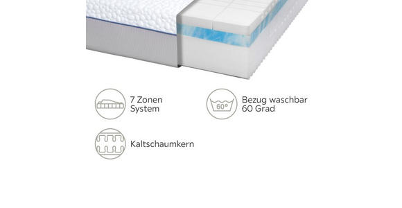 KALTSCHAUMMATRATZE 90/200 cm - Weiß, Basics, Textil (90/200cm) - Dieter Knoll