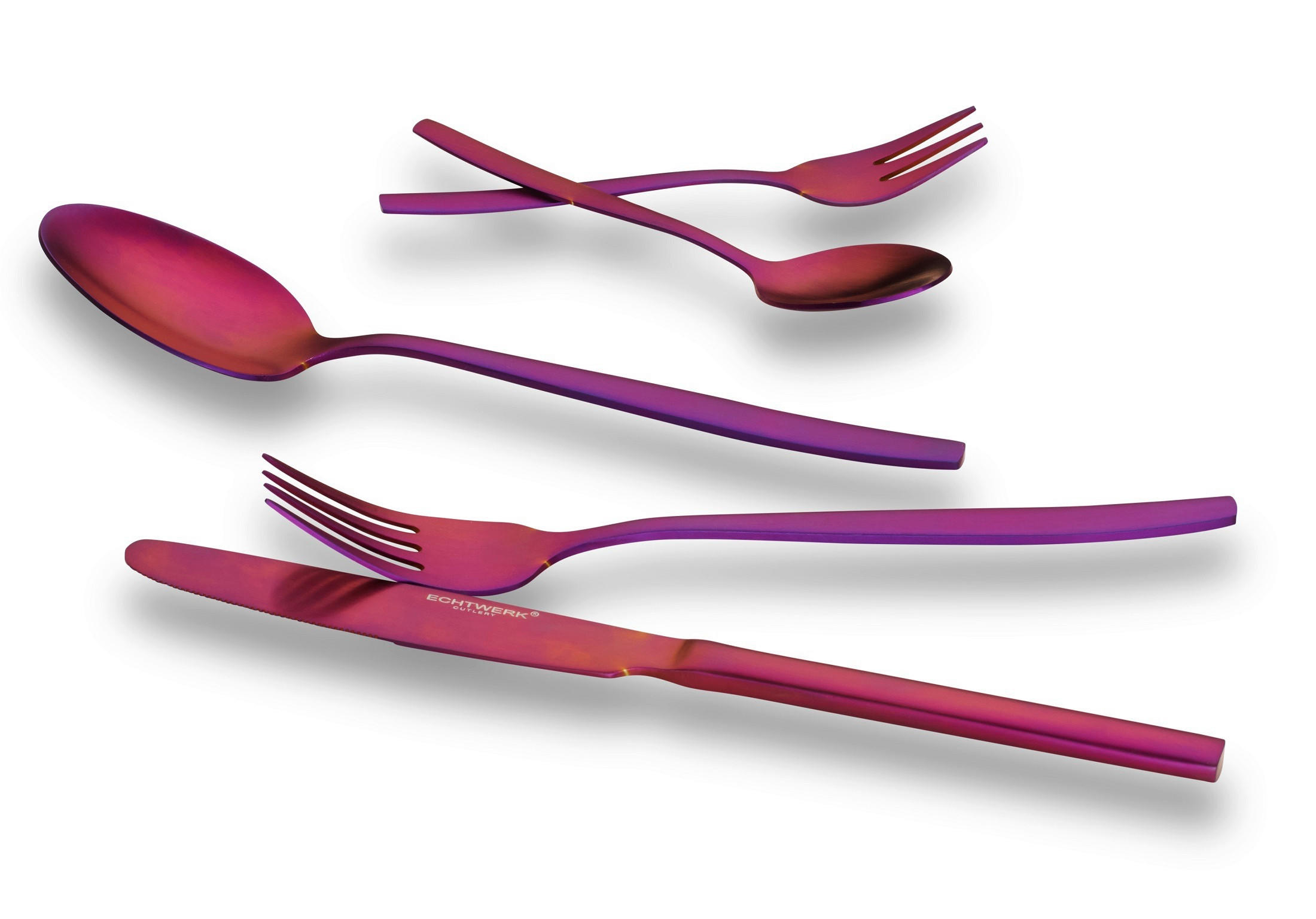 BESTECKSET Positano 30-teilig Edelstahl  - Lila/Rot, Basics, Metall (1,22kg) - Echtwerk