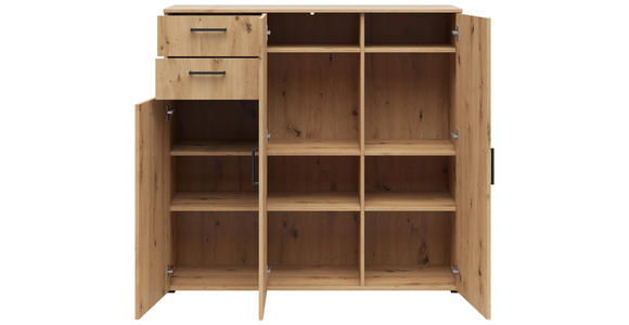 KOMMODE 120/115/40 cm in Eiche Artisan - Anthrazit/Schwarz, MODERN, Holzwerkstoff/Kunststoff (120/115/40cm) - Carryhome
