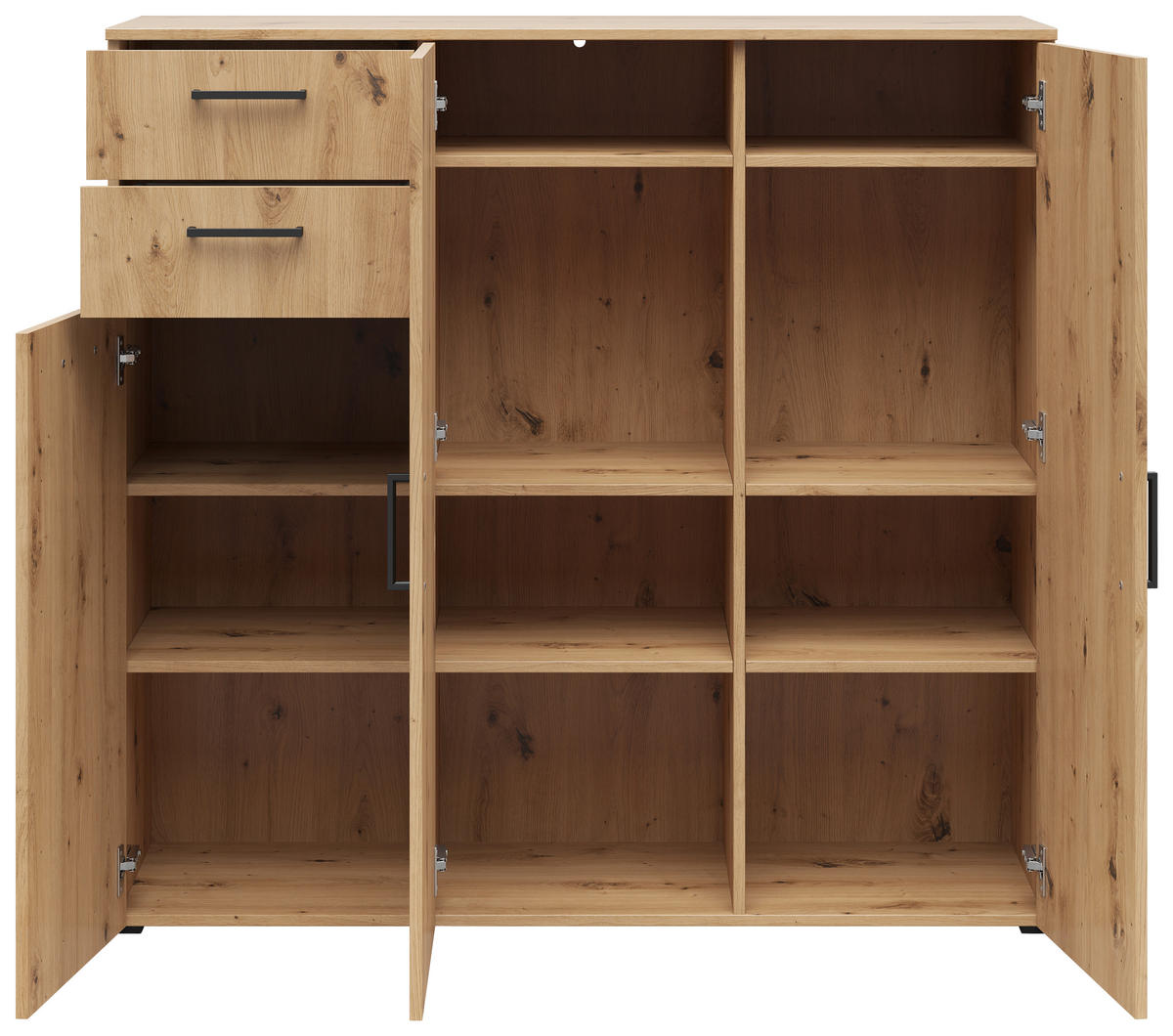 KOMODA, dub artisan, 120/115/40 cm - černá/antracitová, Moderní, kompozitní dřevo/plast (120/115/40cm) - Carryhome