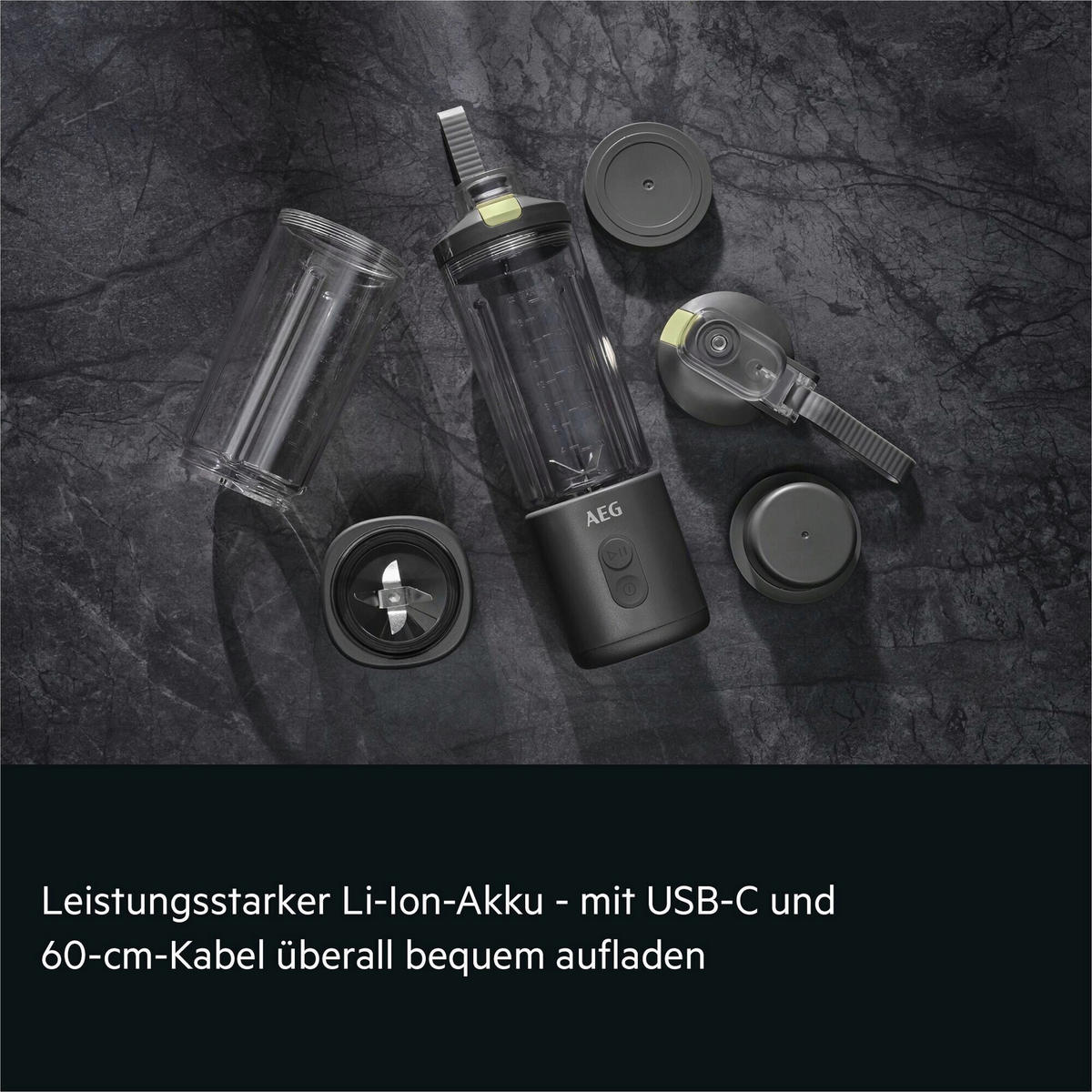 SMOOTHIE MAKER  - Schwarz, Basics, Glas/Kunststoff (10,5/29,4/8,5cm) - AEG