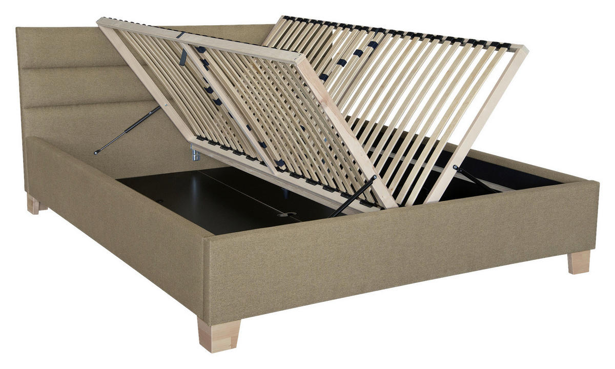 ČALÚNENÁ POSTEĽ, 160/200 cm, zlatohnedá - zlatohnedá/farba brezy, Basics, drevo/textil (160/200cm) - Cantus