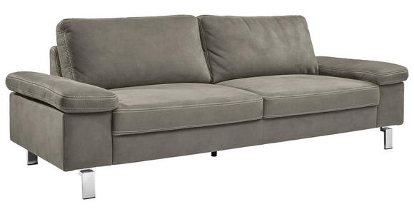 3-SITZER-SOFA Mikrofaser Taupe  - Taupe/Chromfarben, Design, Textil/Metall (234/86/97cm) - Hom`in