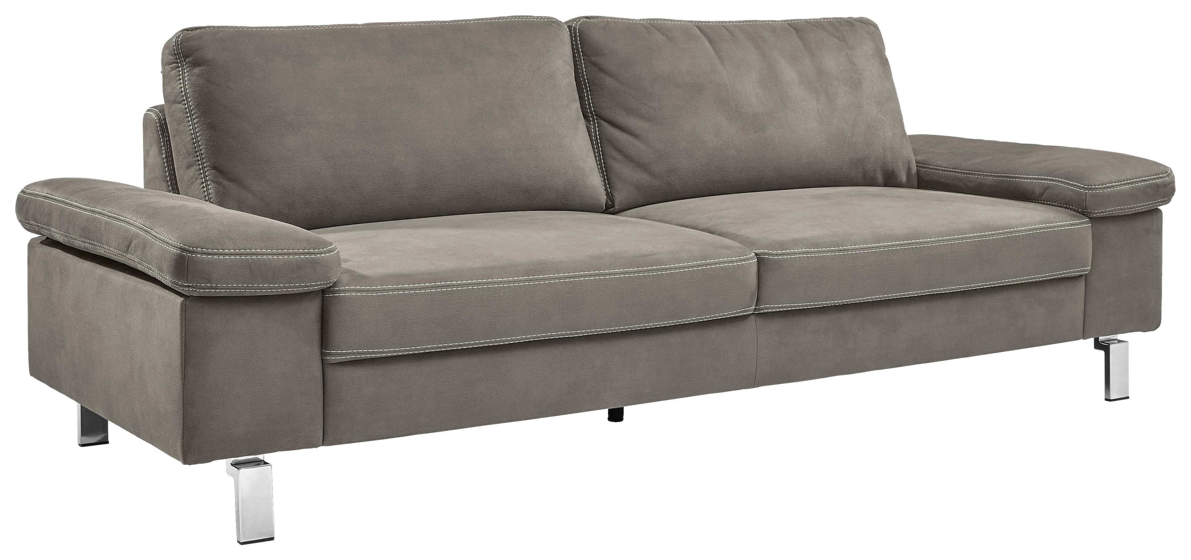 3-SITZER-SOFA Mikrofaser Taupe  - Taupe/Chromfarben, Design, Textil/Metall (234/86/97cm) - Hom`in