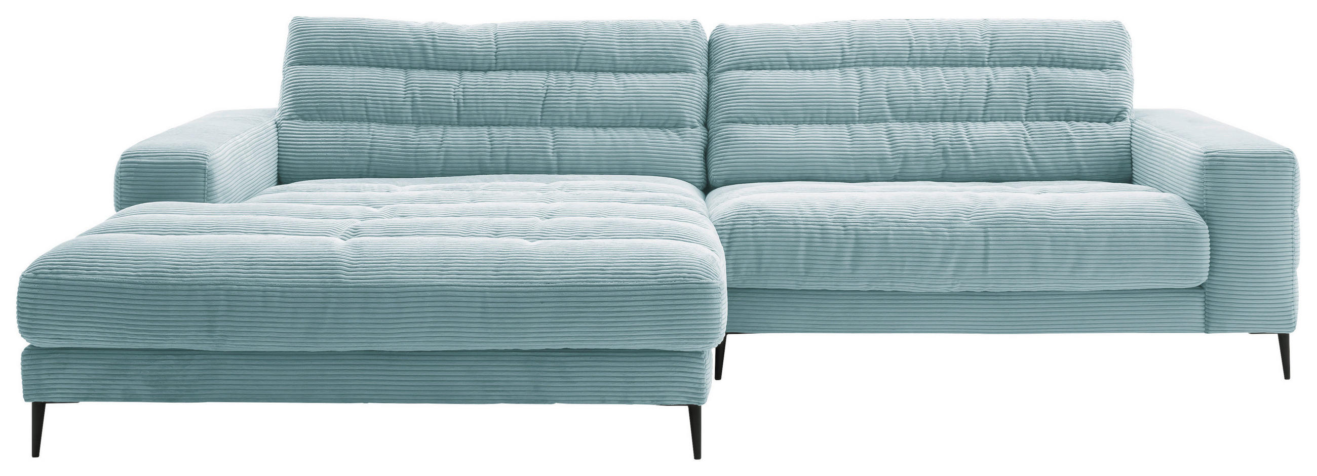 ECKSOFA Ottomane links  Hellblau Cord  - Schwarz/Hellblau, Design, Textil/Metall (207/296cm) - Dieter Knoll