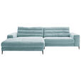 ECKSOFA  in Cord Hellblau  207/296 cm  - Schwarz/Hellblau, Design, Textil/Metall (207/296cm) - Dieter Knoll