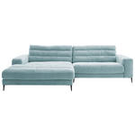 ECKSOFA  in Cord Hellblau  207/296 cm  - Schwarz/Hellblau, Design, Textil/Metall (207/296cm) - Dieter Knoll