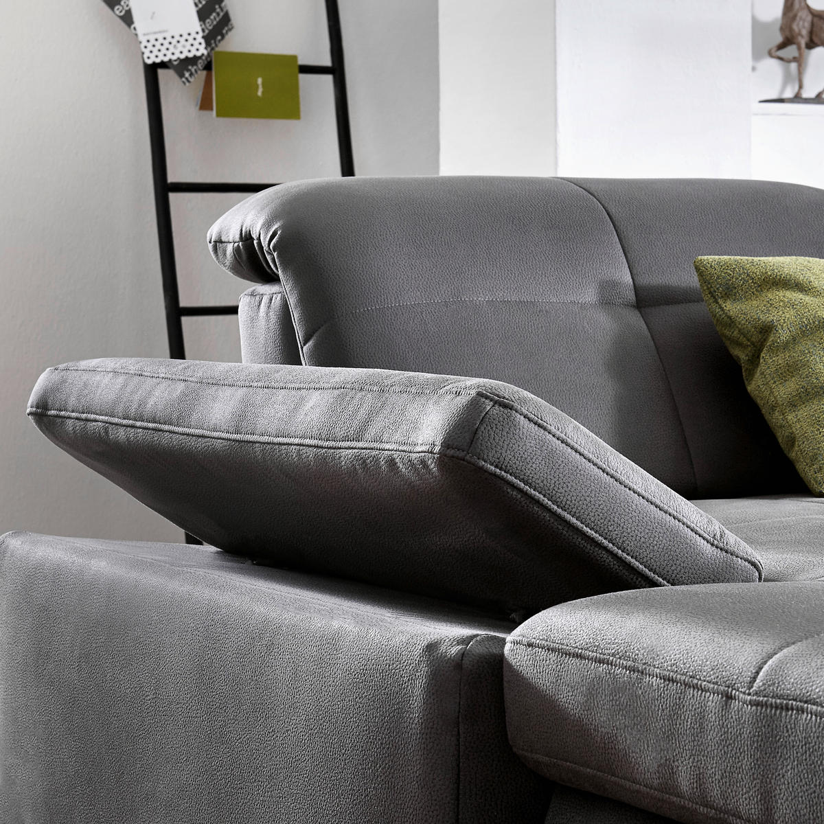 ECKSOFA Flachgewebe Grau  - Chromfarben/Grau, Design, Textil (309/195cm) - Beldomo Style