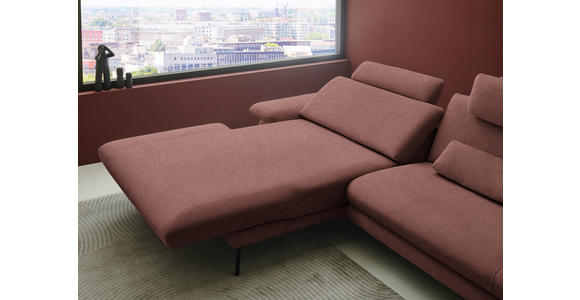 ECKSOFA  in Chenille, Flachgewebe Weinrot Rücken echt  180/284 cm  - Weinrot/Schwarz, Design, Textil/Metall (180/284cm) - Dieter Knoll