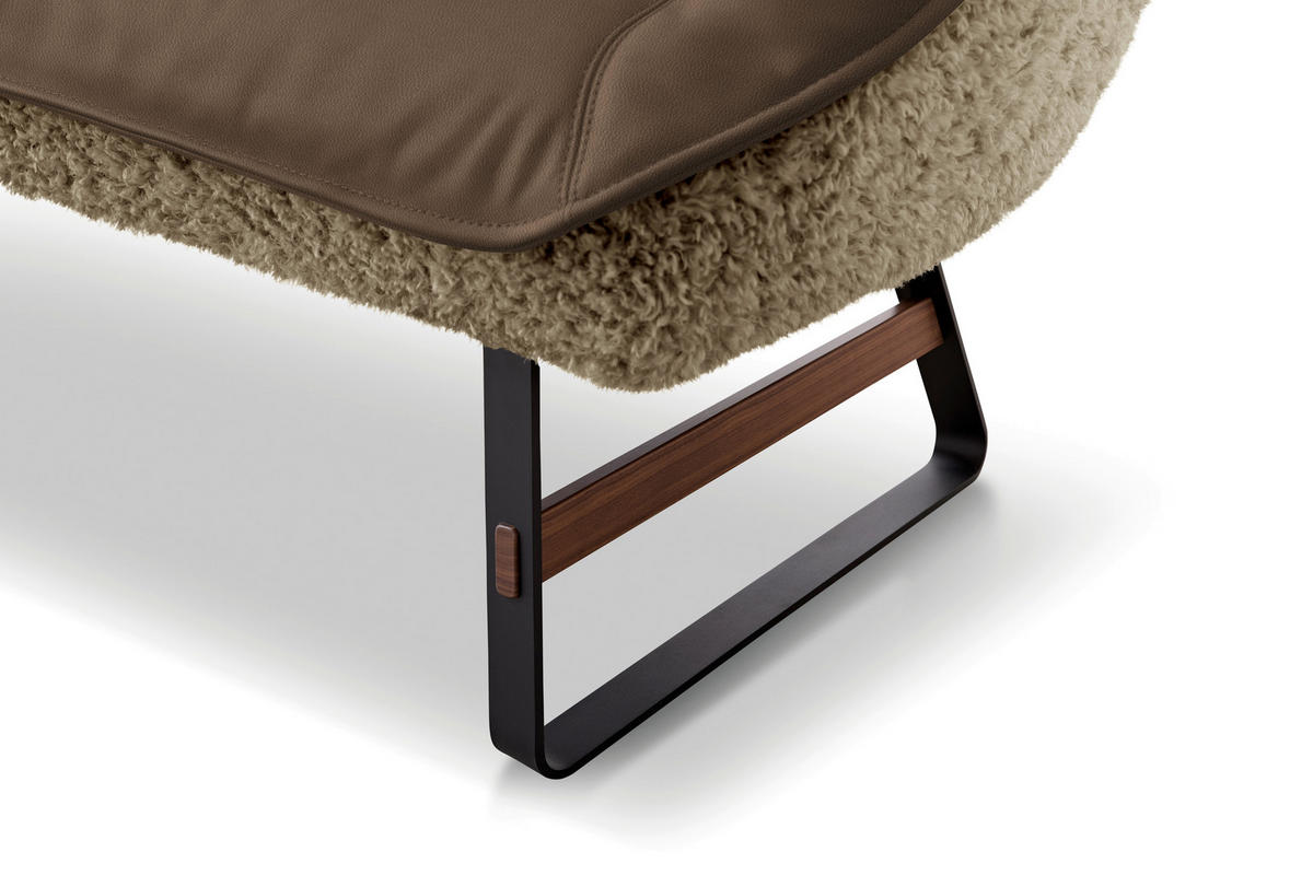 SITZBANK Textil, Leder Blaugrau  - Blaugrau/Schwarz, Design, Leder/Holz (229/88/80cm) - Koinor