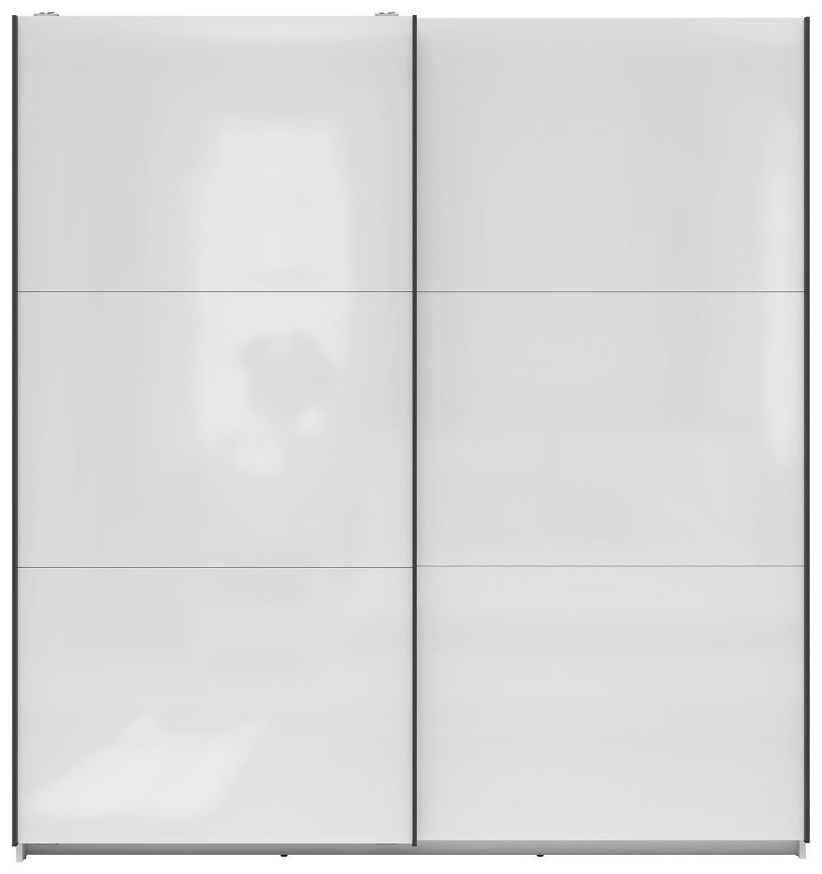 SCHWEBETÜRENSCHRANK 183/195,5/60 cm 2-türig Weiß Hochglanz  - Weiß Hochglanz/Anthrazit, MODERN, Holzwerkstoff/Metall (183/195,5/60cm) - MID.YOU