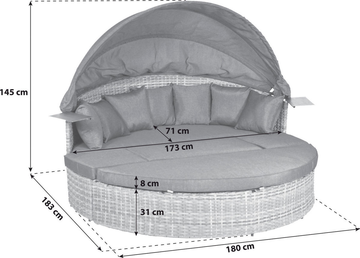 GARTENMUSCHEL 180/145/183 cm Aluminium  - Naturfarben/Grau, MODERN, Kunststoff/Metall (180/145/183cm) - Gardenson